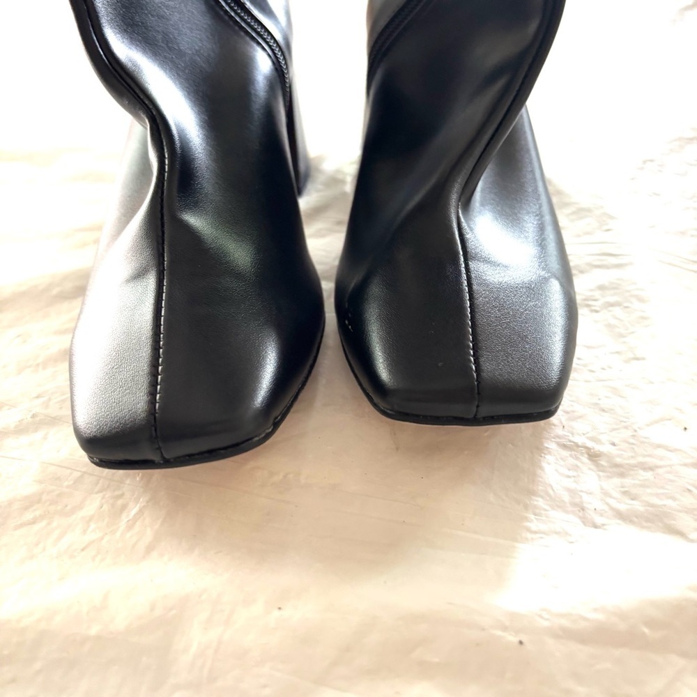 NWT SVEGAN Black Chalk Vegan Leather Heeled Knee High Boots SZ 5.5 - Picture 5 of 14